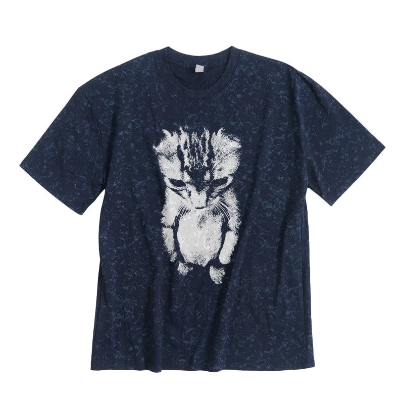 Funny Cat Meme Print Tie-dye T-shirt