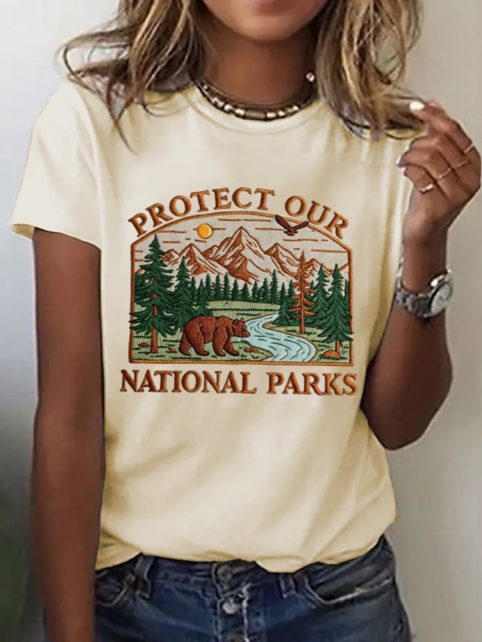 Women's Fashion Casual National Park Protection T-Shirt