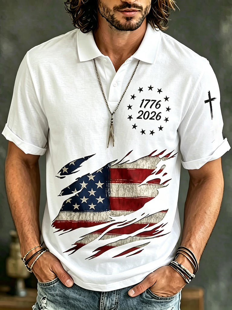 Men's Anniversary Of The United States Print Polo Shirt