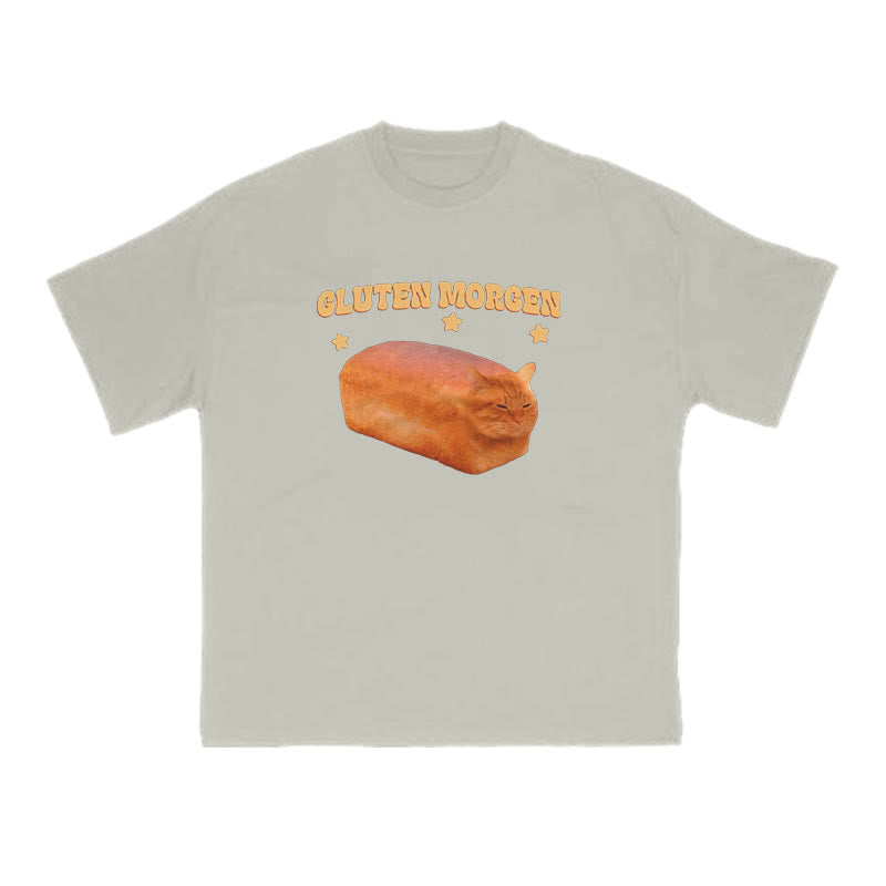 Gluten Morgen Cat Meme Print T-shirt