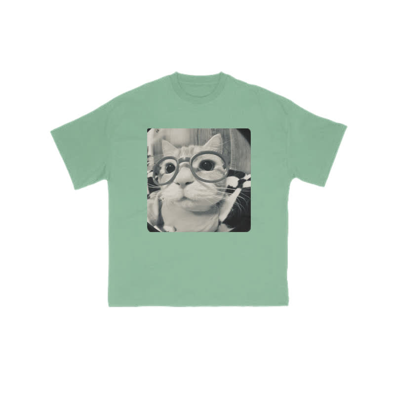 Unisex 100% Cute Cat Staring At You Print T-shirt