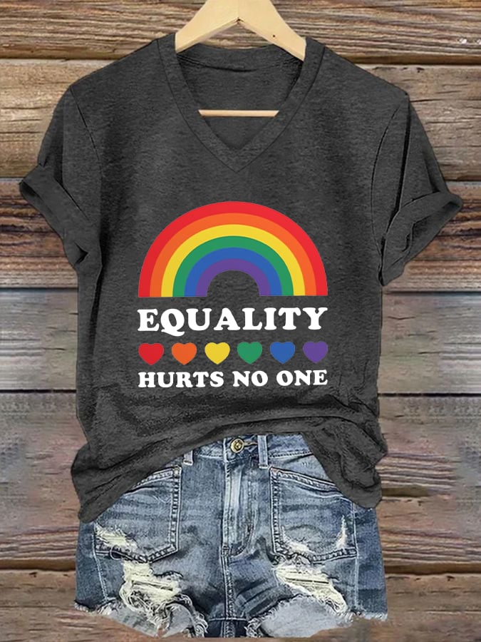 Women's Equality Hurts No One Print V-Neck T-Shirt