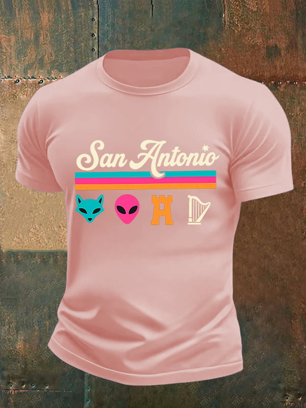 Men's San Print Round Neck T-shirt