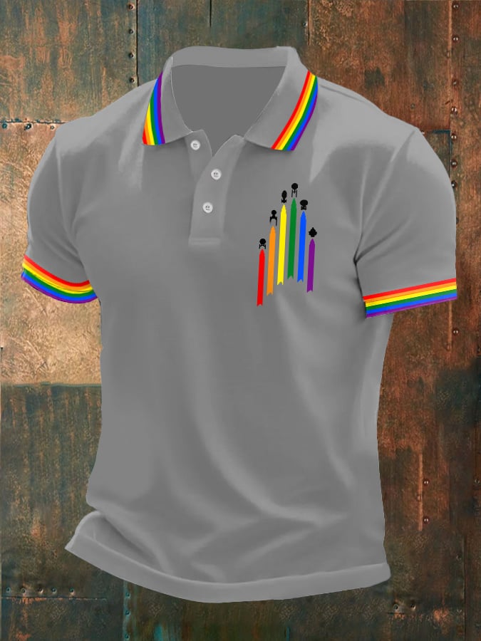 Men's Gay Pride Print  Polo Shirt