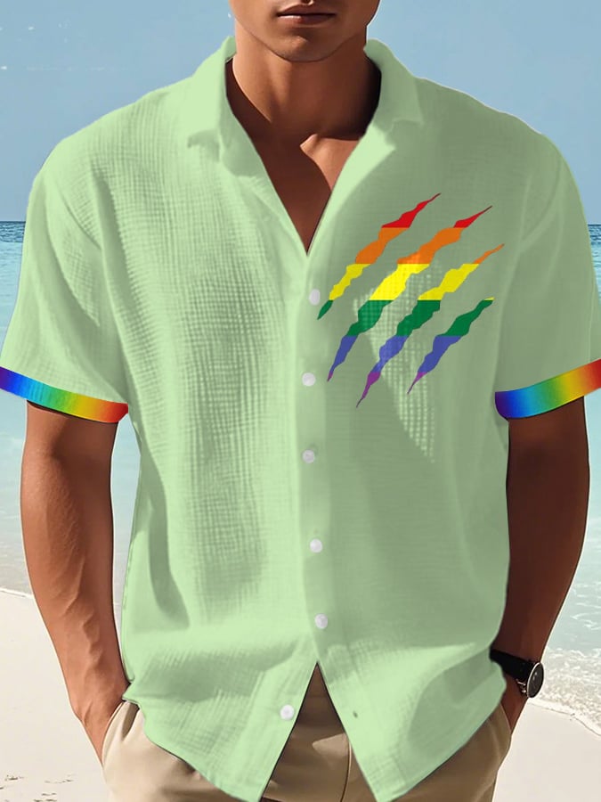 Men's Gay Pride Print Waffle Shirt