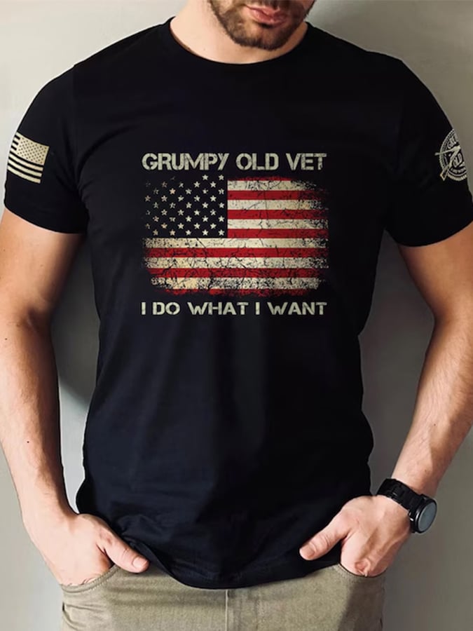 Men's Grumpy Old Vet I Do What I Want Printing T Shirt