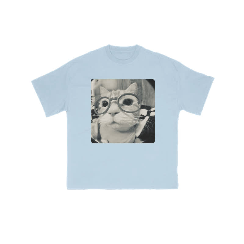Unisex 100% Cute Cat Staring At You Print T-shirt