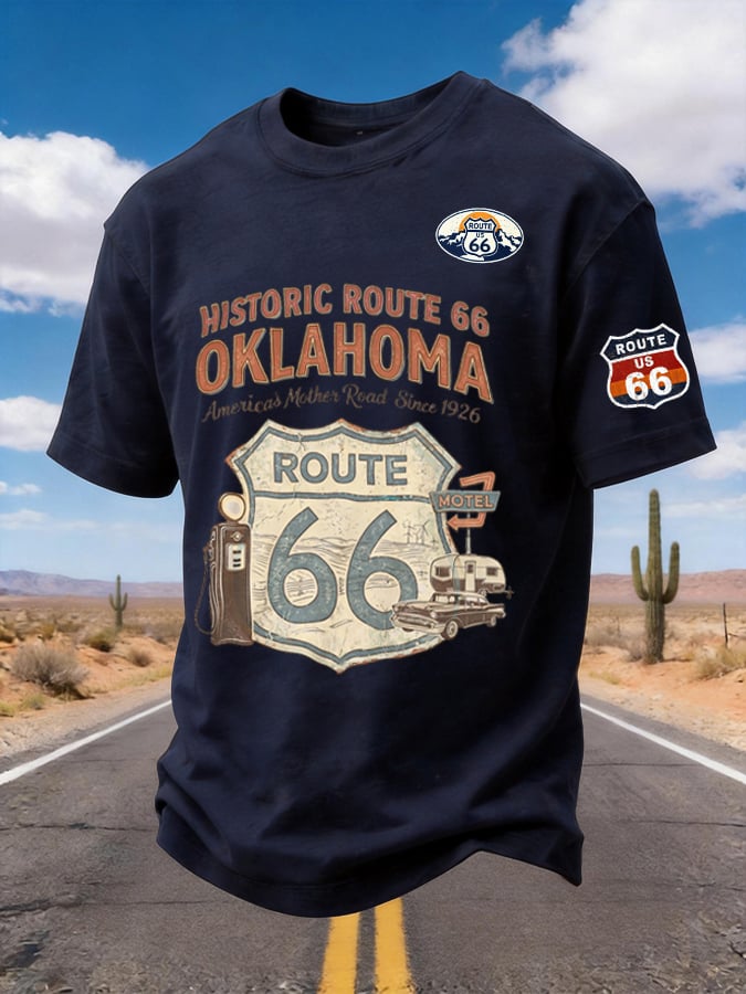 Men's Historic Route 66 Oklahoma Printed Short-sleeved T-shirt