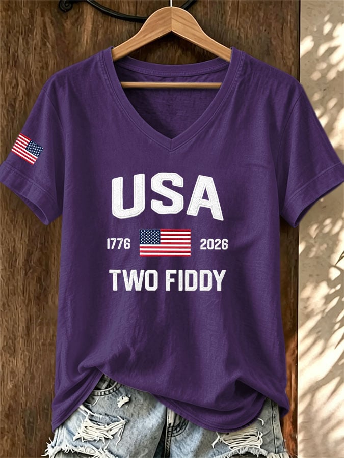 Women's Casual Two Fiddy Print Short-Sleeve T-Shirt