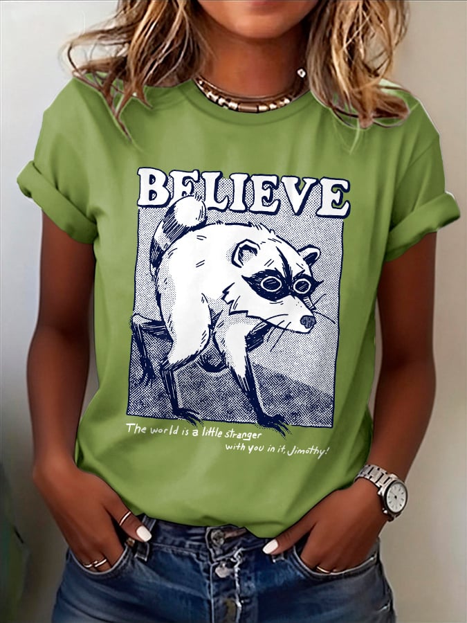 Retro Believe. The World Is A Little Stranger With You In It, Jimothy Print T-Shirt