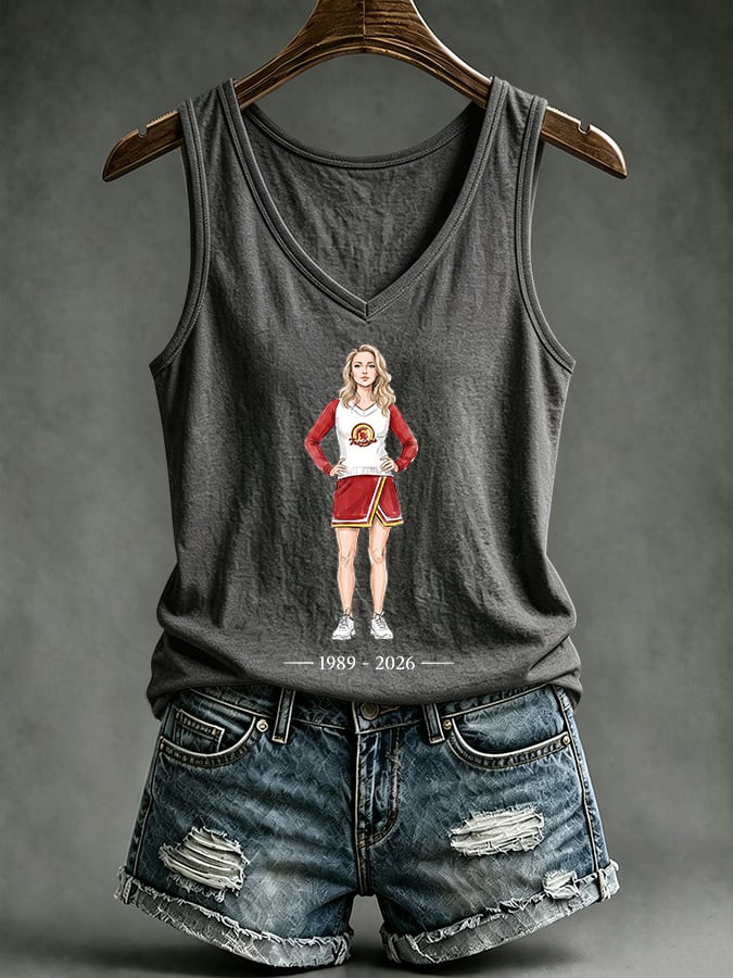 V-Neck Retro Watercolor Painting Print Tank Top