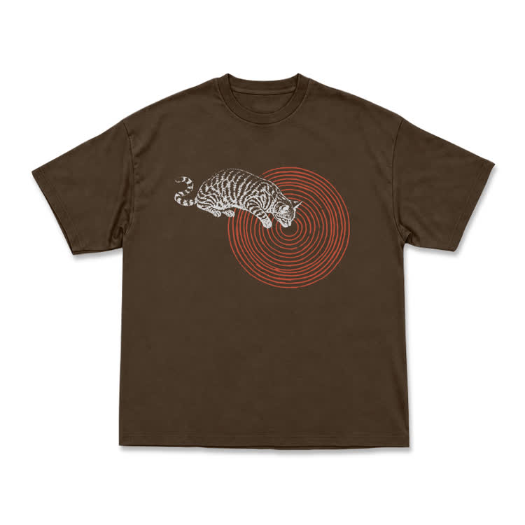 Casual Cat Target Graphic Print T-shirt