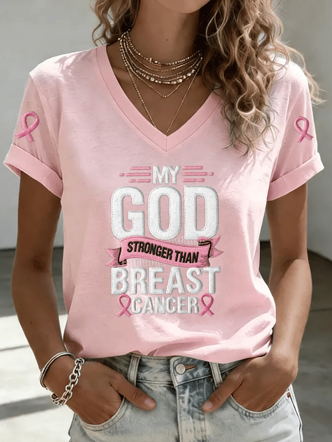 Women's Breast Cancer Awareness Print T-shirt