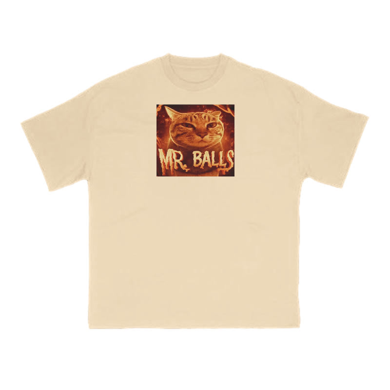 Funny Meme Cat Mr. Balls Print T-shirt