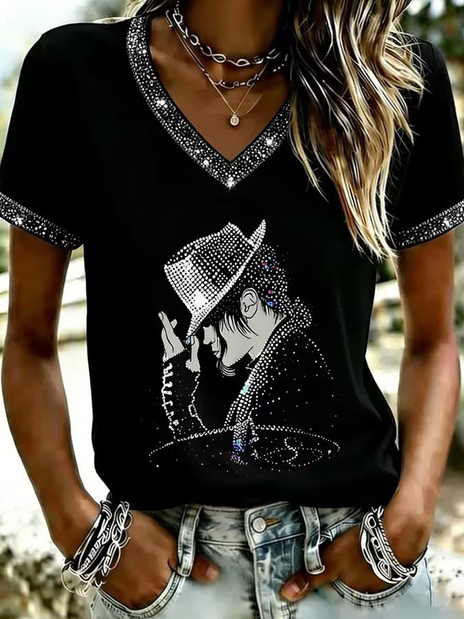 Women's  Pop Music Inspired Printed Casual T-shirt