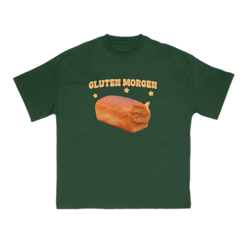 Gluten Morgen Cat Meme Print T-shirt