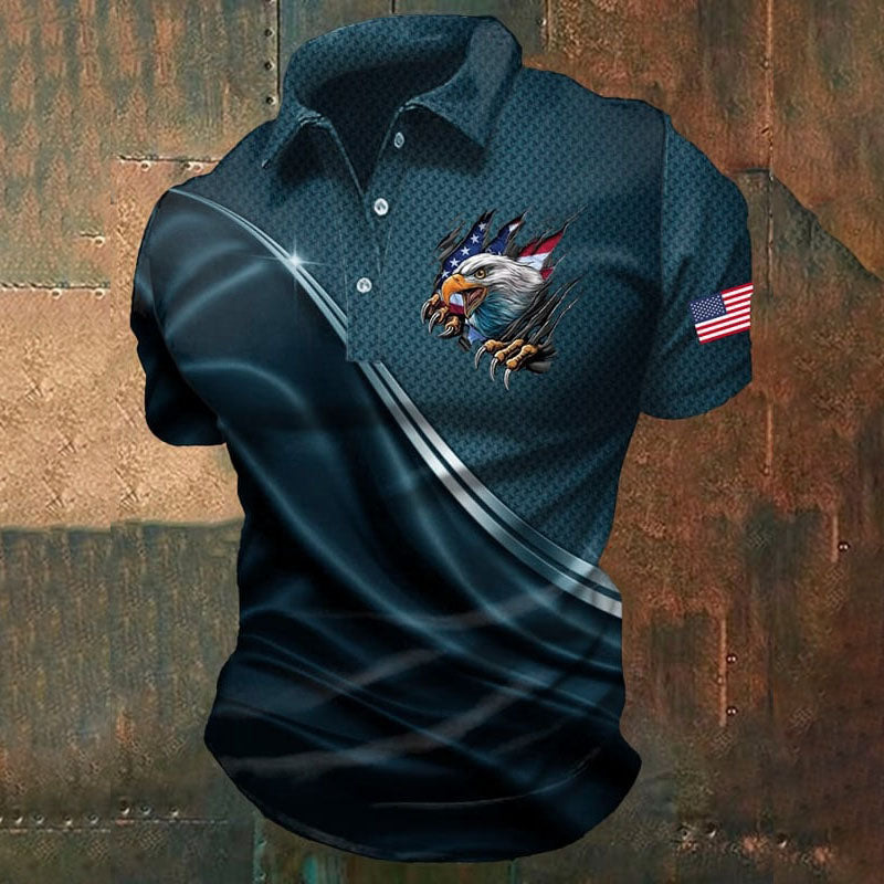 Men's America Independence Day Printed Casual Polo Shirt