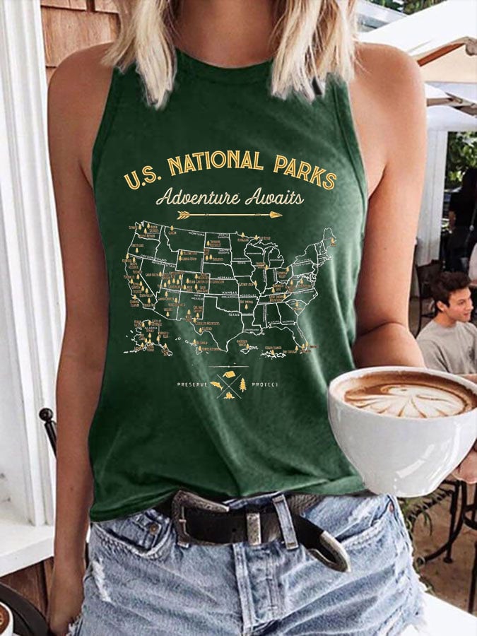 Women's National Parks Print Crew Neck Tank Top
