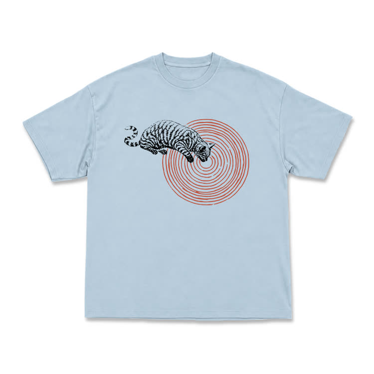 Casual Cat Target Graphic Print T-shirt