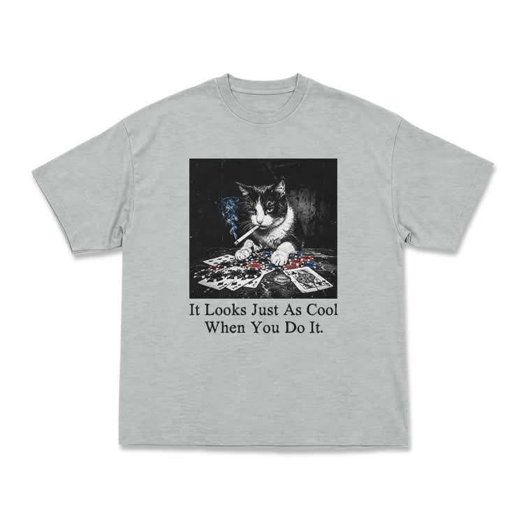Vintage Smoking Cat Graphic T-Shirt