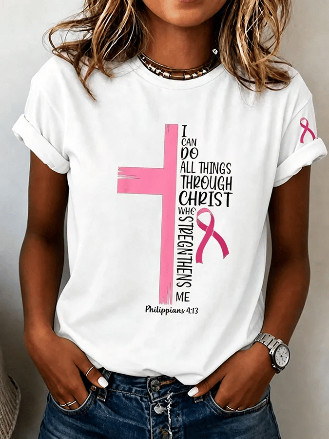 Women's Breast Cancer Awareness Print T-shirt
