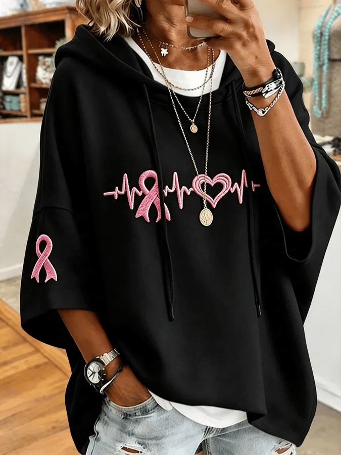 Women'S Breast Cancer Awareness Month Printed Super Large Hoodie