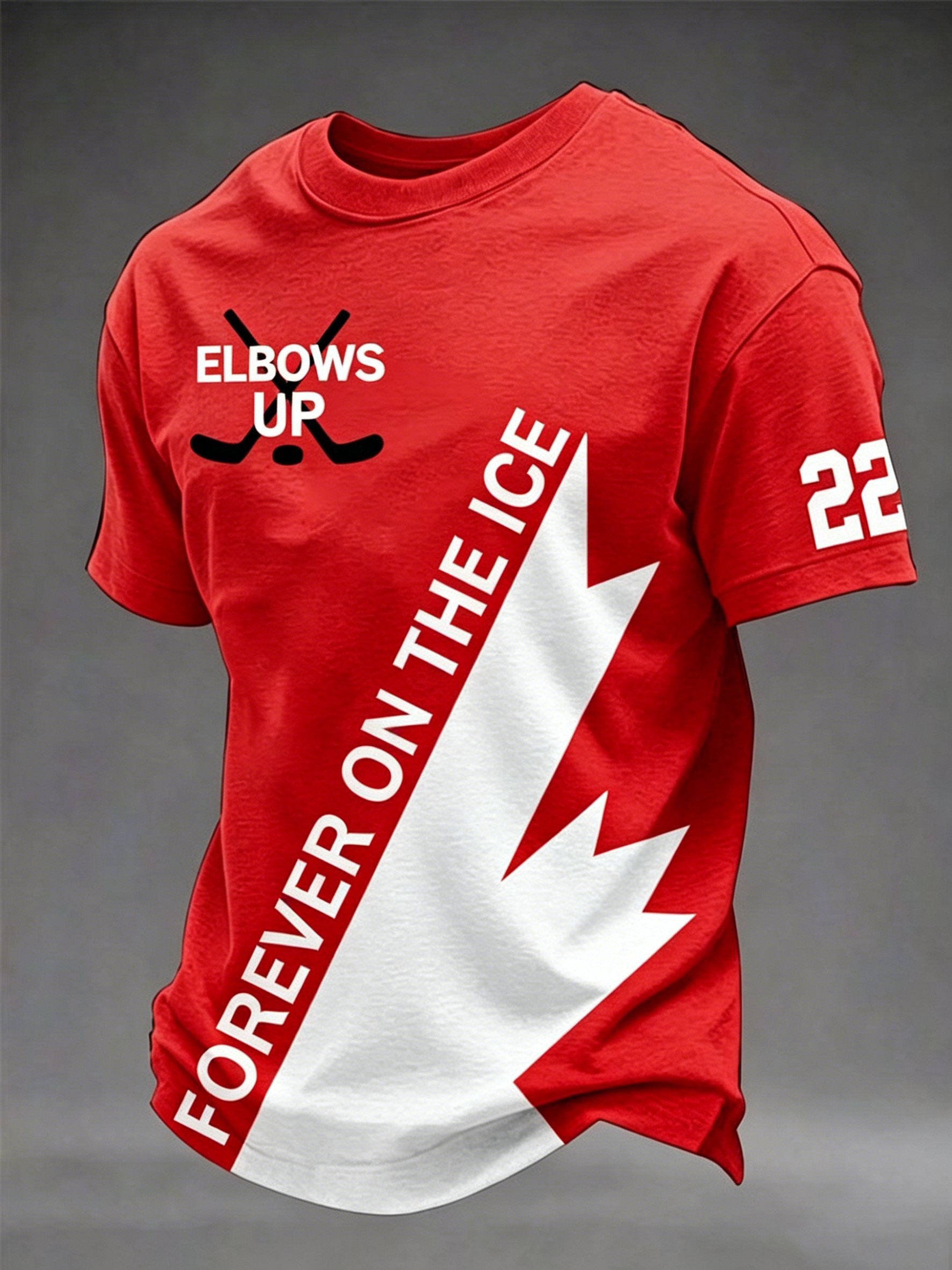 Men's Elbows Up Forever On The Ice 22 Printed Casual T-Shirt