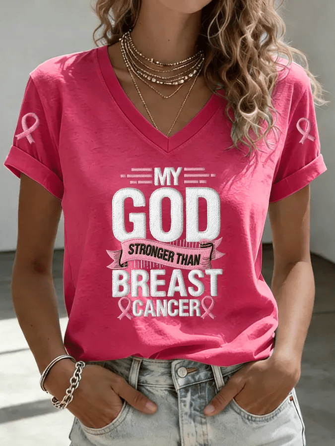Women's Breast Cancer Awareness Print T-shirt