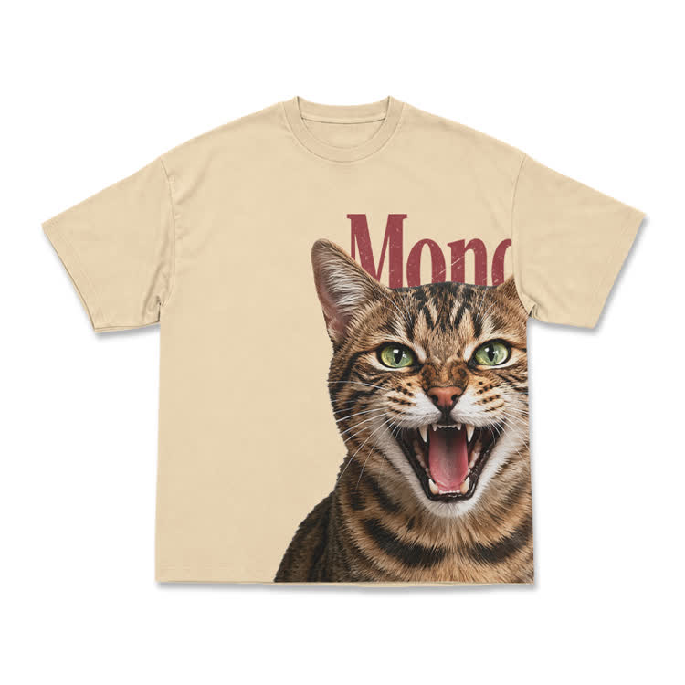 Expressive Tabby Cat Print Graphic T-Shirt