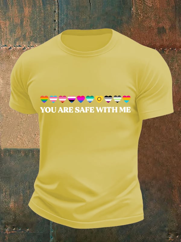 Men's YOU ARE SAFE WITH ME Print T-Shirt