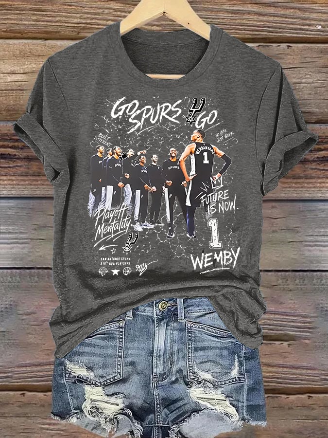 Women's  WEMBY Print Round Neck T-shirt