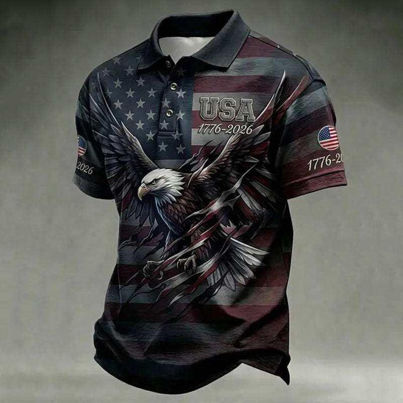 Men's America's Anniversary Stand For The Flag Kneel For The Cross Faith Christian Cross Print Polo Shirt
