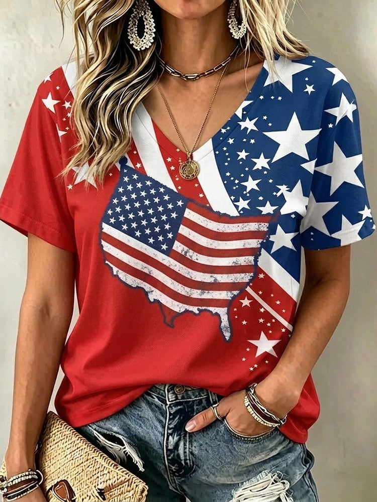 Women's Vintage Flag Art Print Tshirt