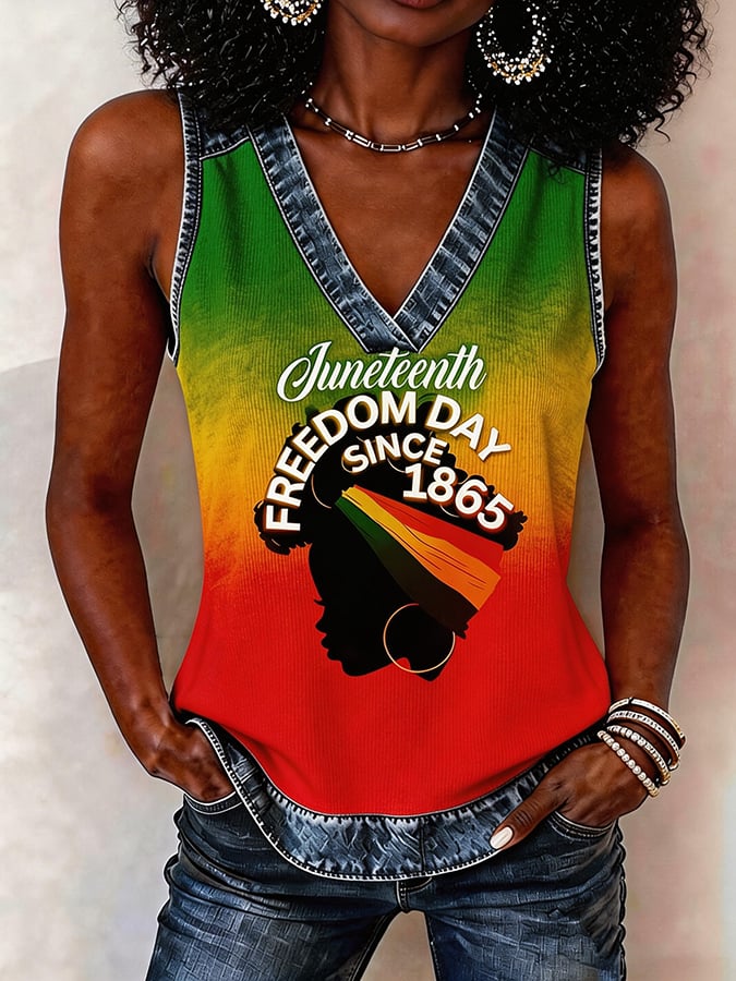 Freedom Day Since 1865; Women'S Juneteenth Printed Vest Featuring Black Women