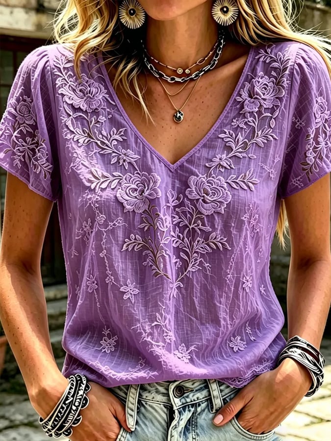 Women's Vintage Print Casual T-Shirt