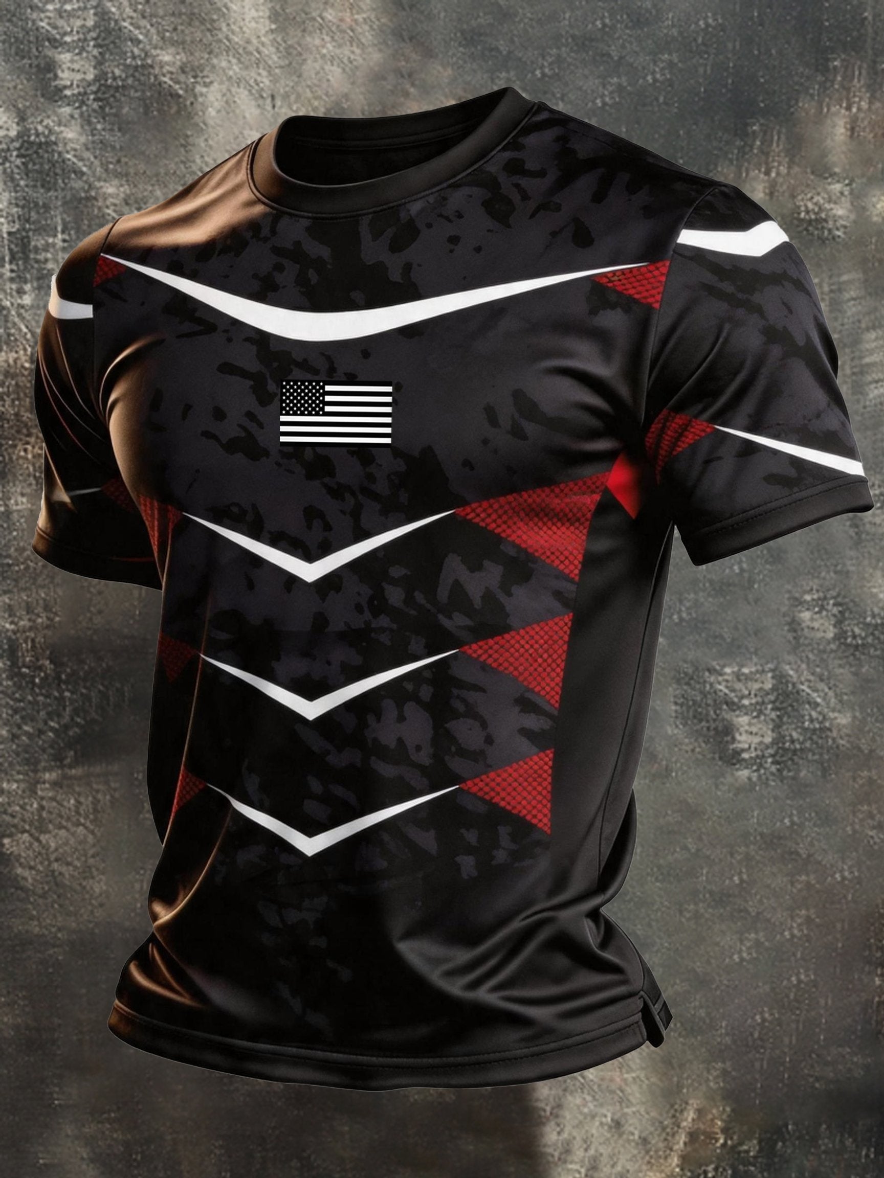 Men's Vintage Patriot Color Block Print Short Sleeve T-Shirt