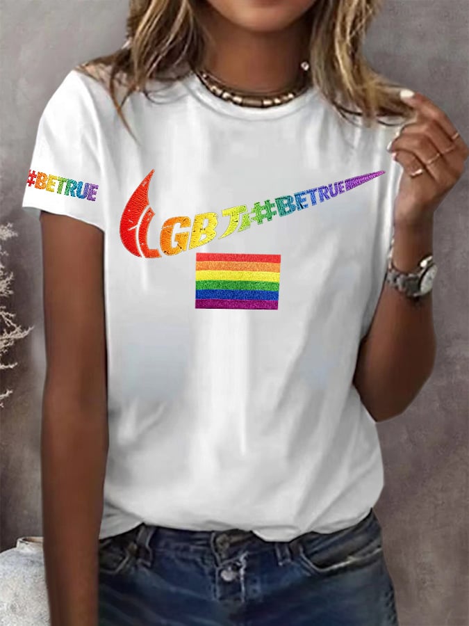 Retro Pride Parade Be True Print T-Shirt