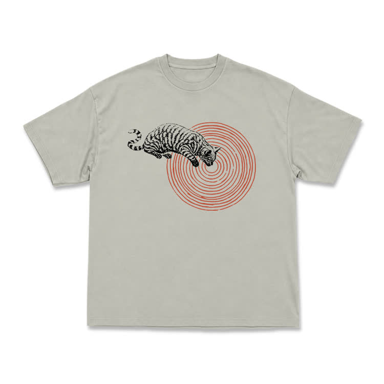Casual Cat Target Graphic Print T-shirt