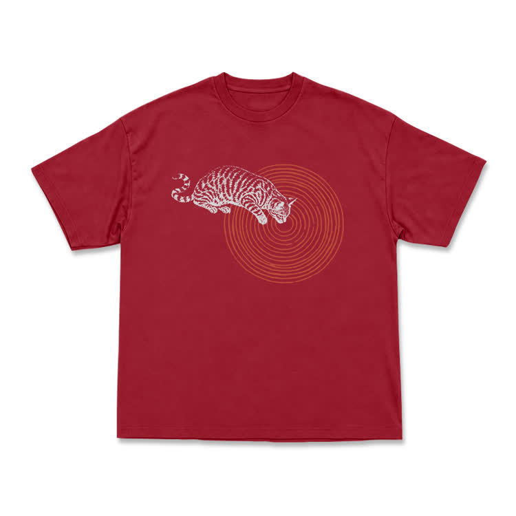 Casual Cat Target Graphic Print T-shirt