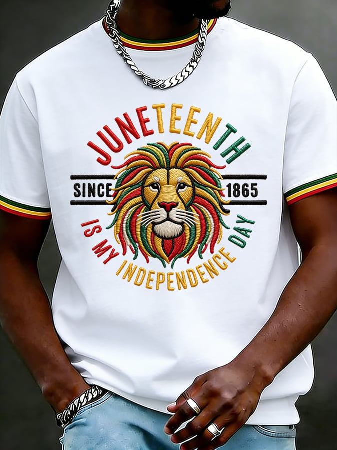 Men's Juneteenth Lion 1865 Printed Casual T-shirt