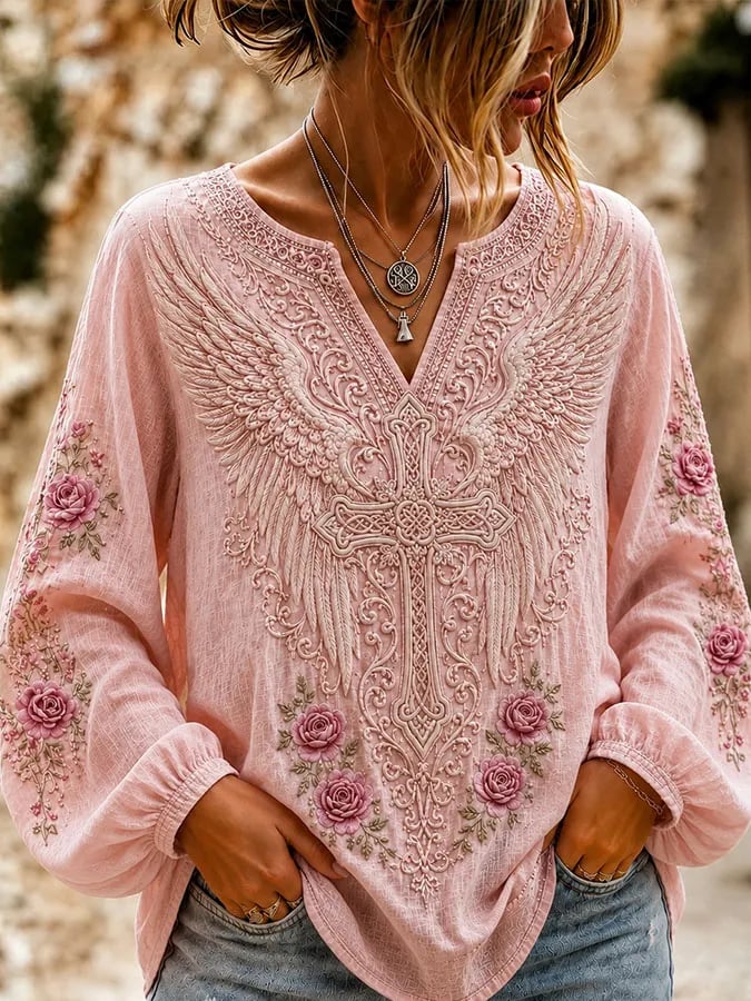 Women's Floral Faith Round Neck Top