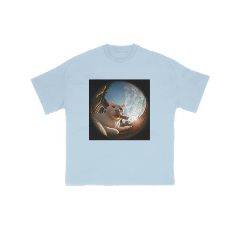 Unisex 100% Cat In Camera Print T-shirt