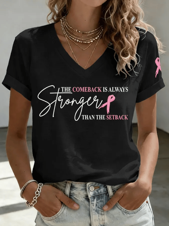 Women's Breast Cancer Awareness Print T-shirt