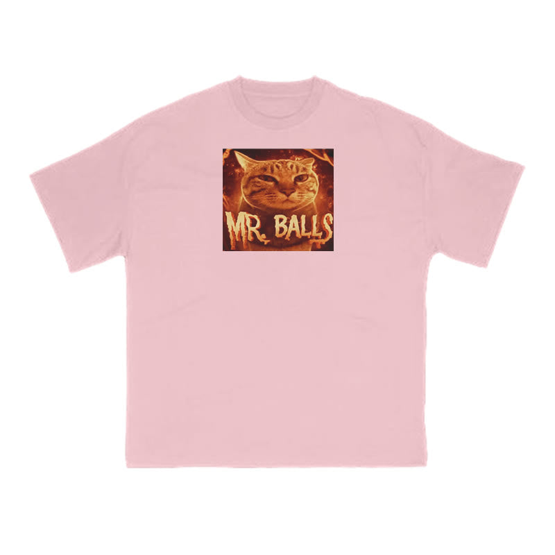 Funny Meme Cat Mr. Balls Print T-shirt