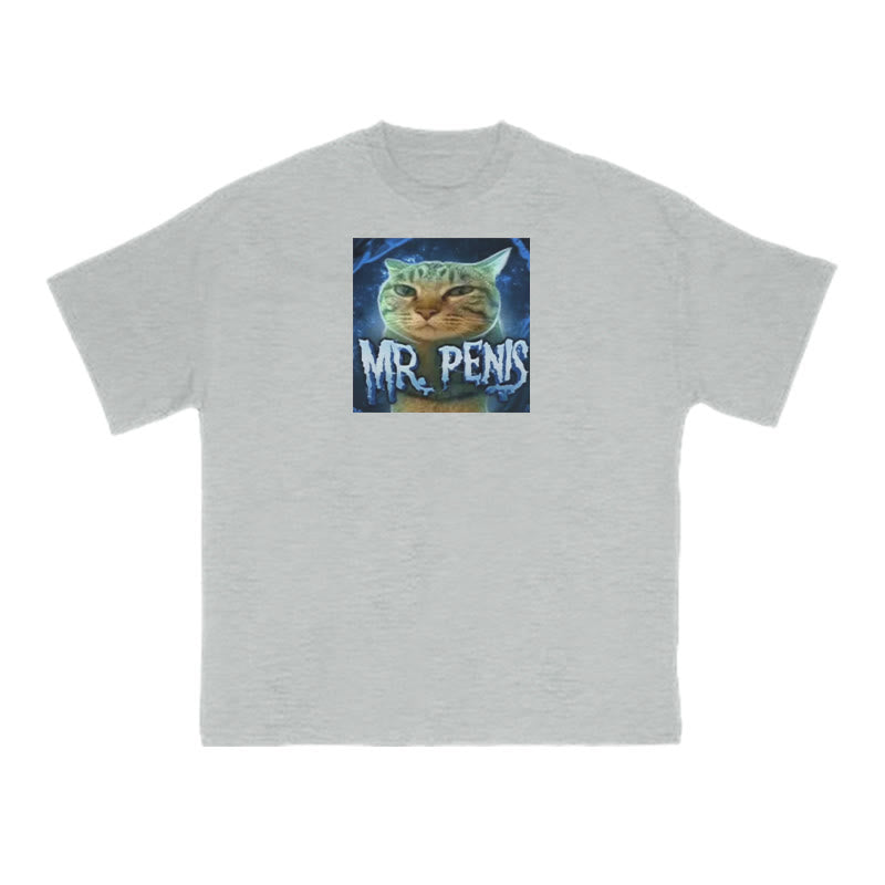 Funny Meme Cat Mr. Penis Print T-shirt