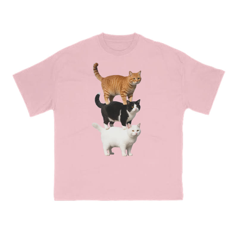 Funny Parody Animation Cat Print T-shirt