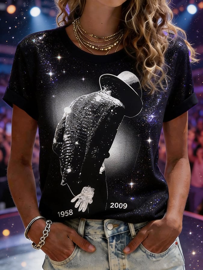 Women's Superstar Art Print V Neck T-shirt