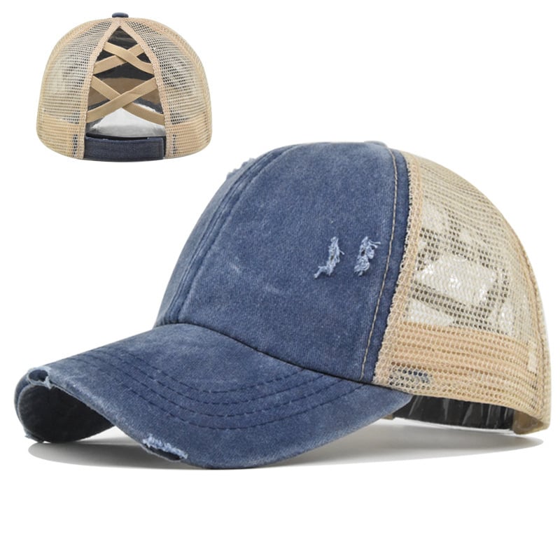 Messy Bun Denim Cap