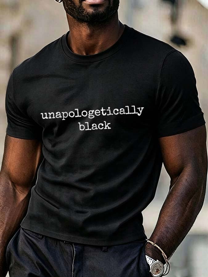 Men's Unapologetically Black Crew Neck Short-Sleeve T-Shirt
