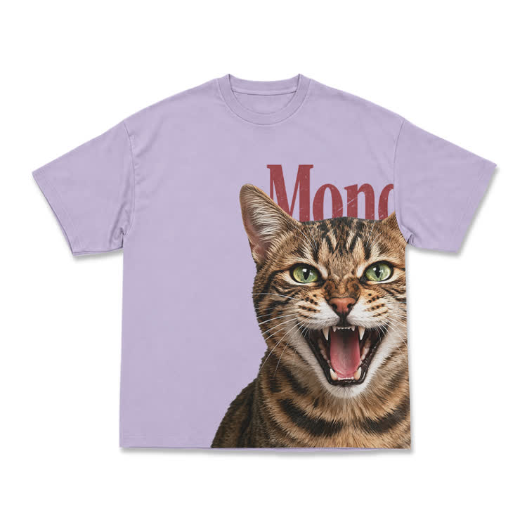 Expressive Tabby Cat Print Graphic T-Shirt